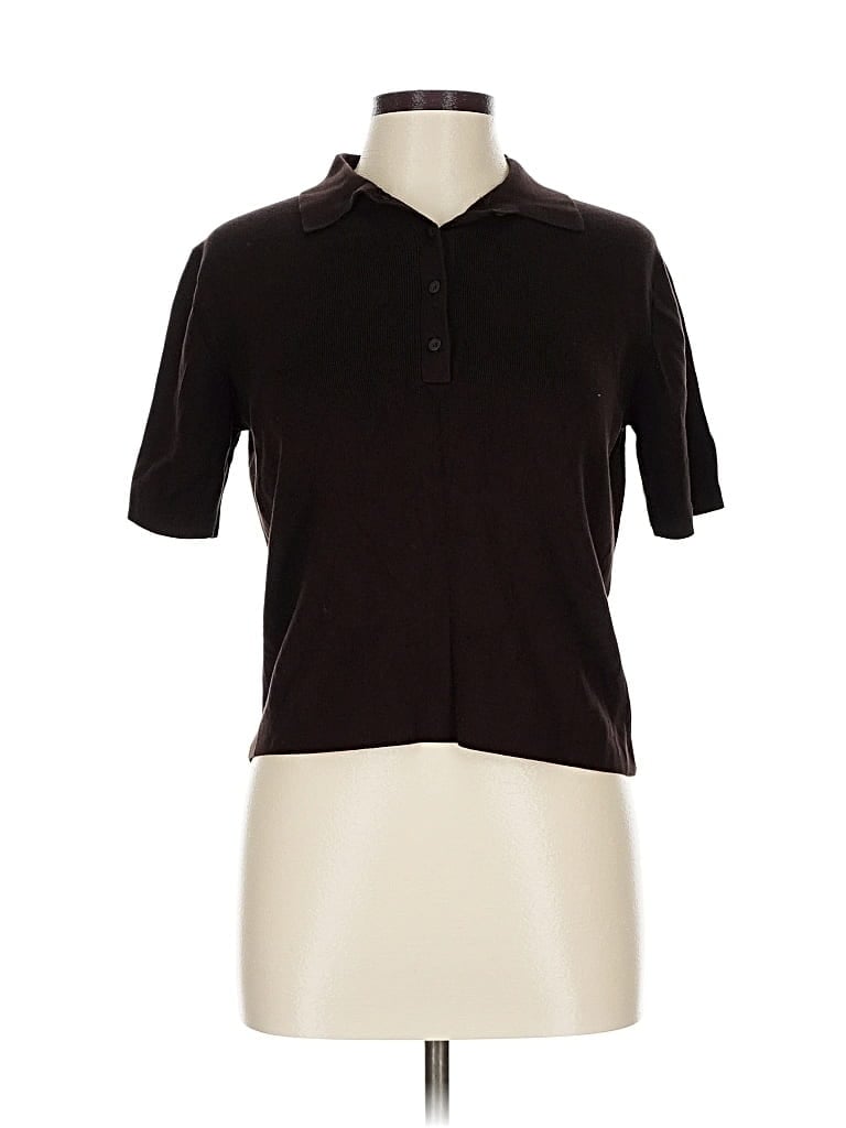 Pre-owned Uniqlo Short Sleeve Polo Shirt In Brown