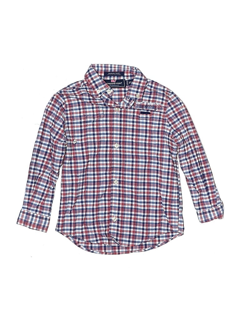Pre-owned Vineyard Vines Kids' Long Sleeve Button Down Shirt In Red