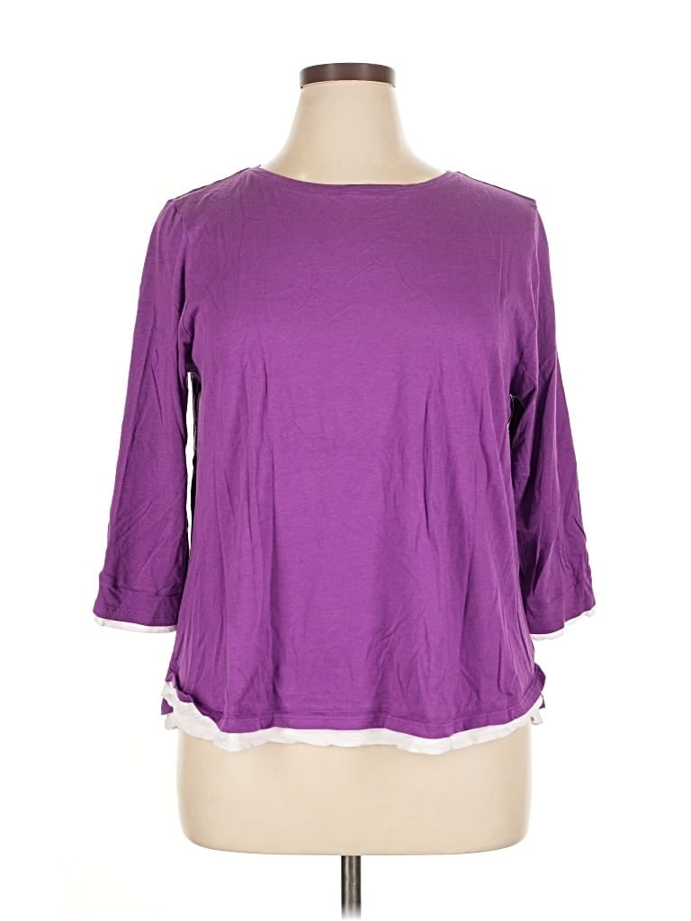 Pre-owned Jjill 3/4 Sleeve T-shirt In Purple