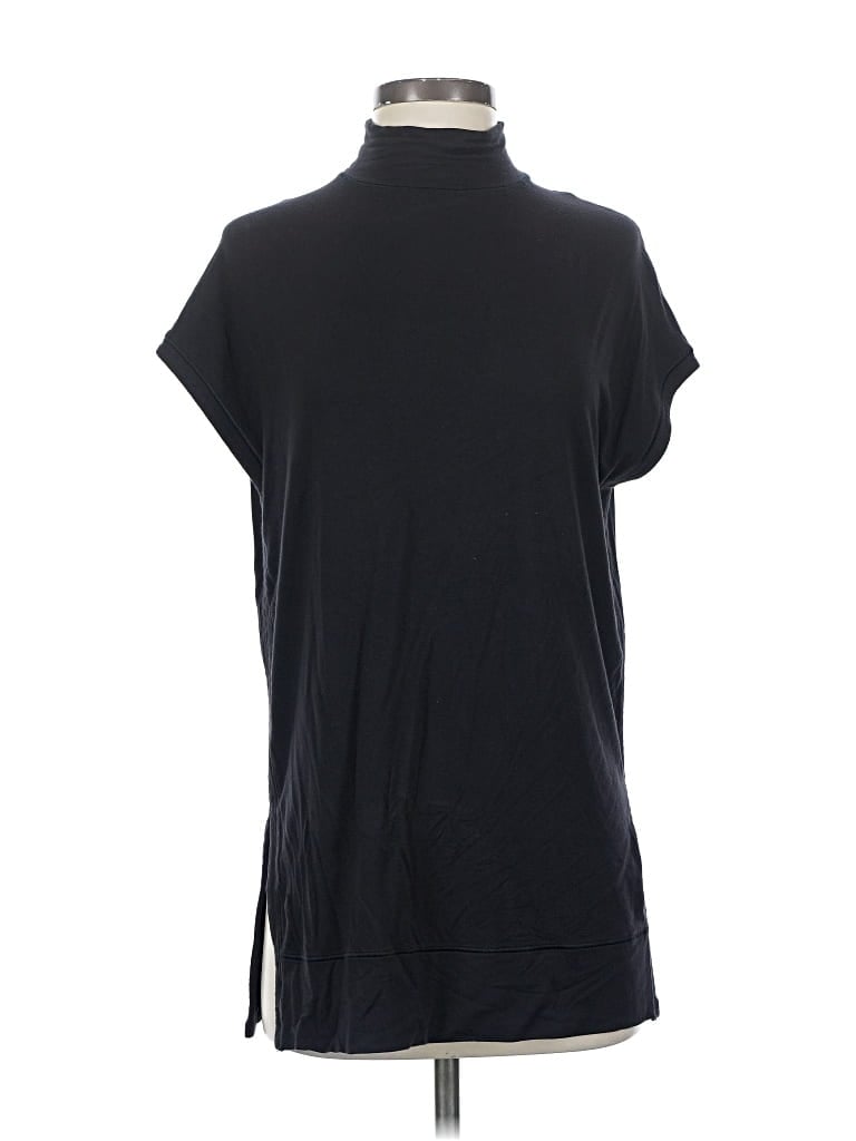 Pre-owned Athleta Short Sleeve Turtleneck In Black