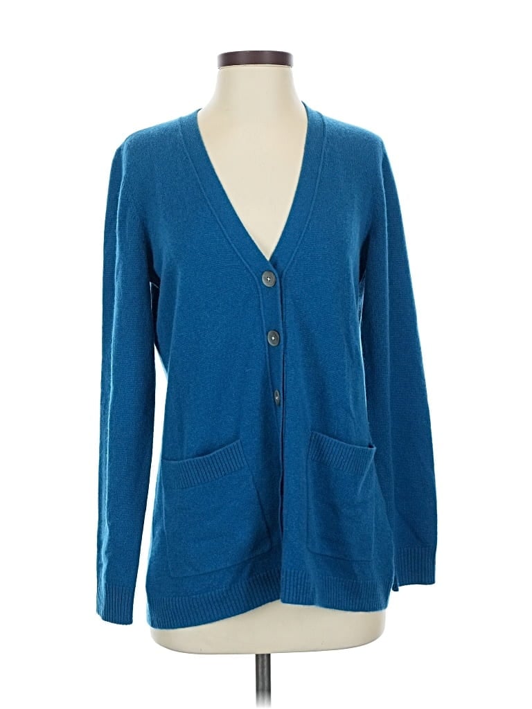 Pre-owned Isaac Mizrahi Live Cashmere Cardigan Sweater In Blue