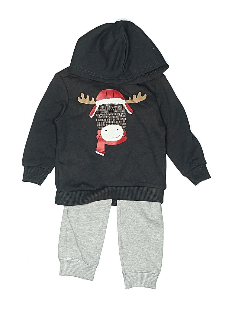 Pre-owned Carter's Kids' Zip Up Hoodie In Black