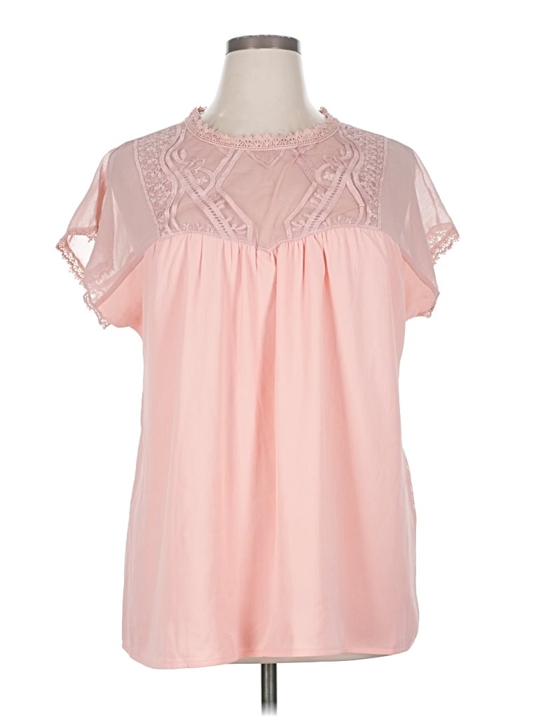 Pre-owned Unbranded Short Sleeve Blouse In Pink