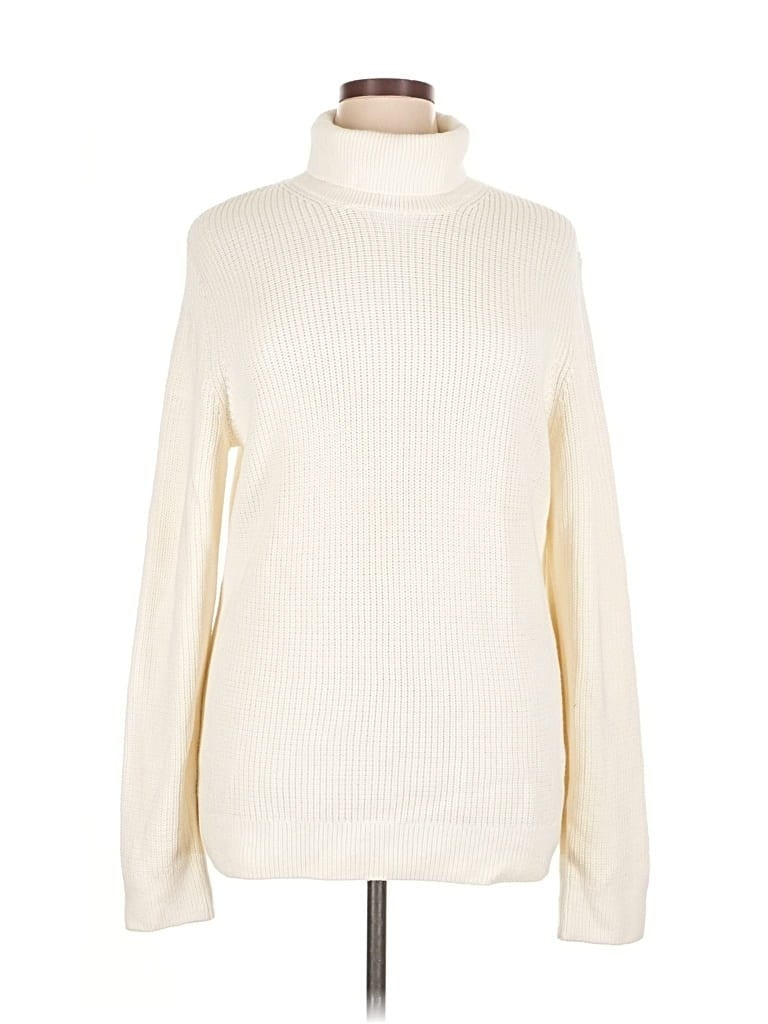 Pre-owned H&m Turtleneck Sweater In White