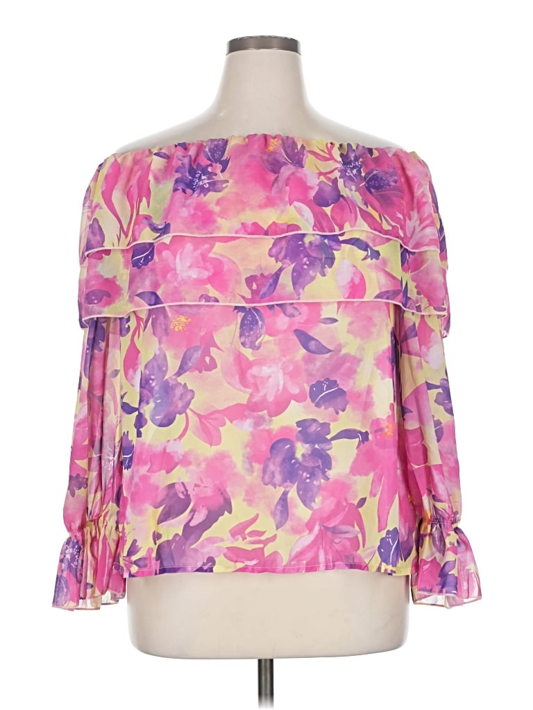 Pre-owned Unbranded 3/4 Sleeve Blouse In Pink