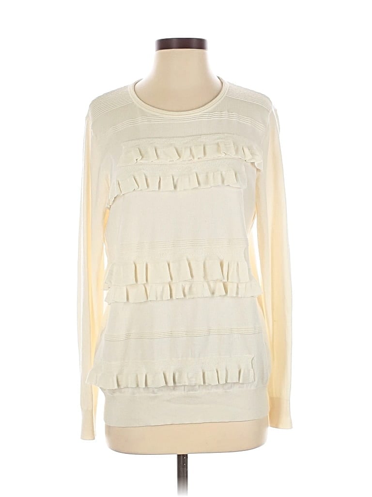 Pre-owned Diane Von Furstenberg Pullover Sweater In White
