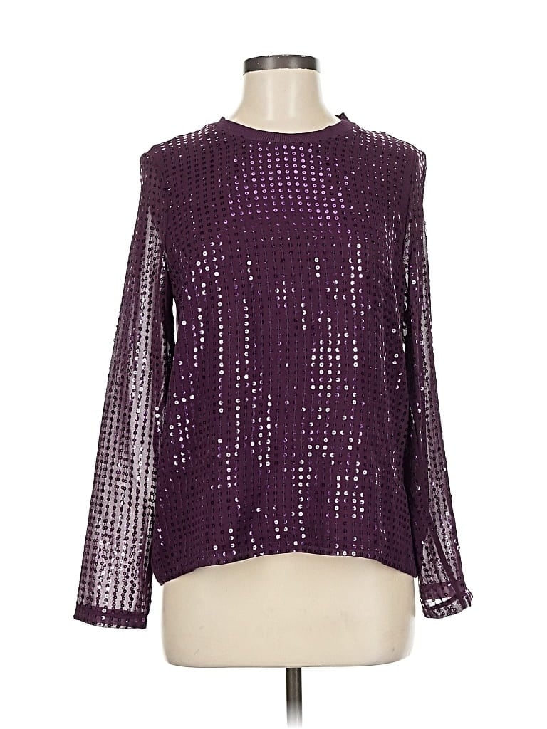 Pre-owned Donna Karan Long Sleeve Blouse In Purple