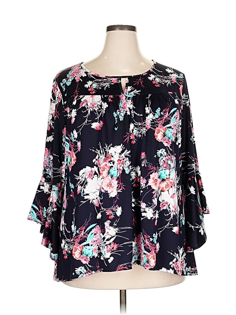 Pre-owned New Directions 3/4 Sleeve Blouse In Black