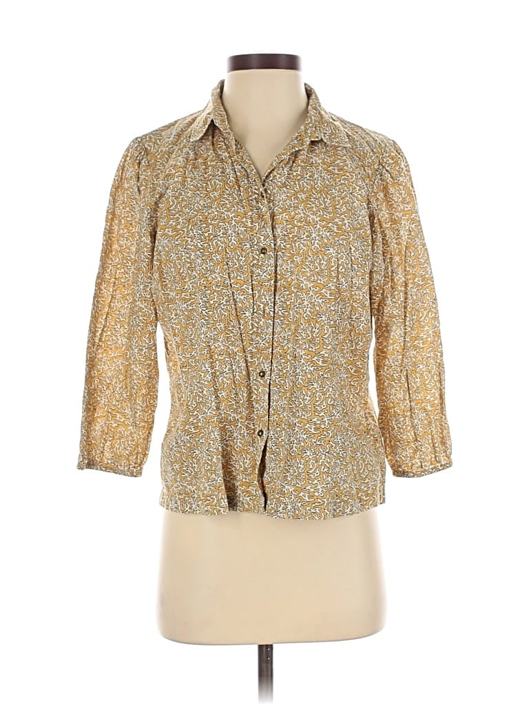 FAT FACE Pre-owned 3/4 Sleeve Button Down Shirt In Brown