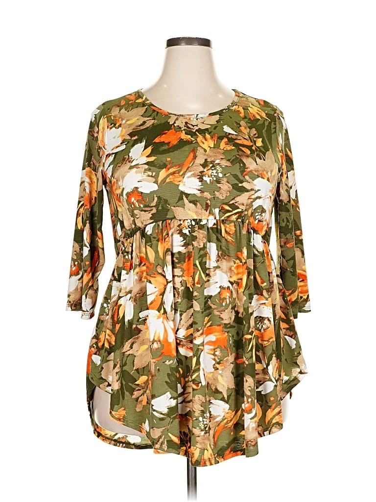 Pre-owned Heimish Usa 3/4 Sleeve Blouse In Green