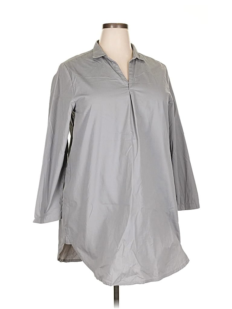 Pre-owned Fresh Produce 3/4 Sleeve Button Down Shirt In Gray