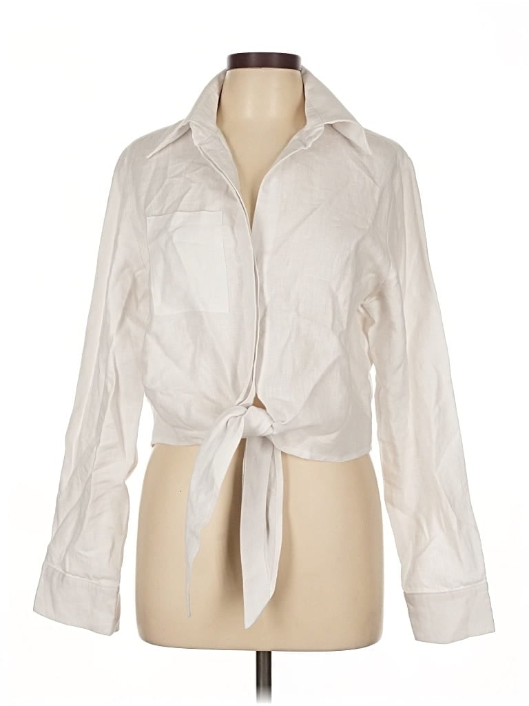 Pre-owned Assorted Brands Long Sleeve Blouse In White