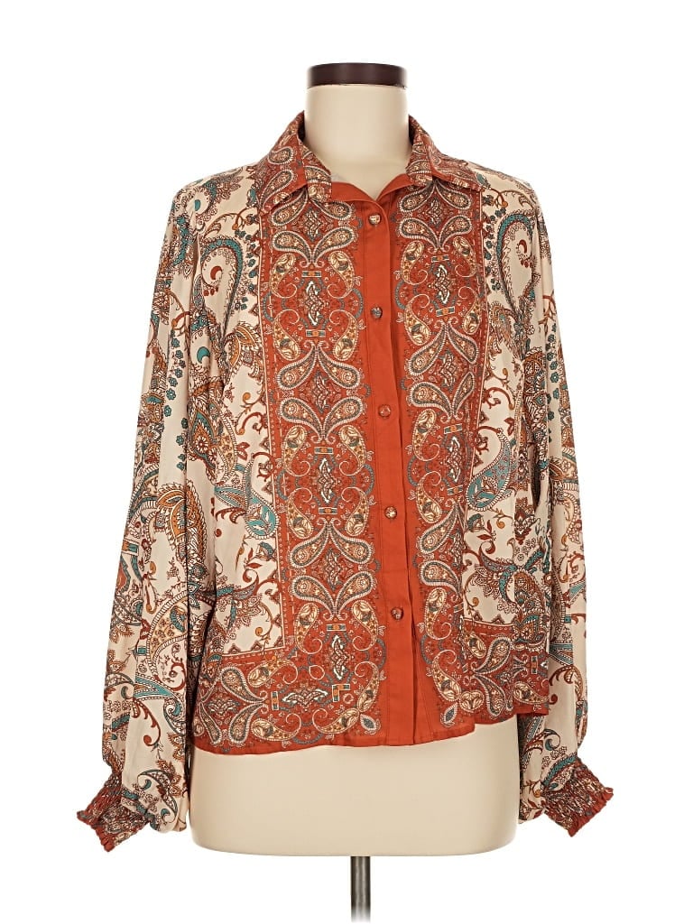 Pre-owned Vici Long Sleeve Blouse In Orange