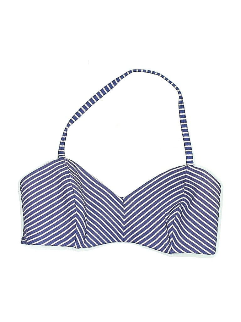Pre-owned Seafolly Swimsuit Top Blue Chevron/herringbone Pattern Swimwear