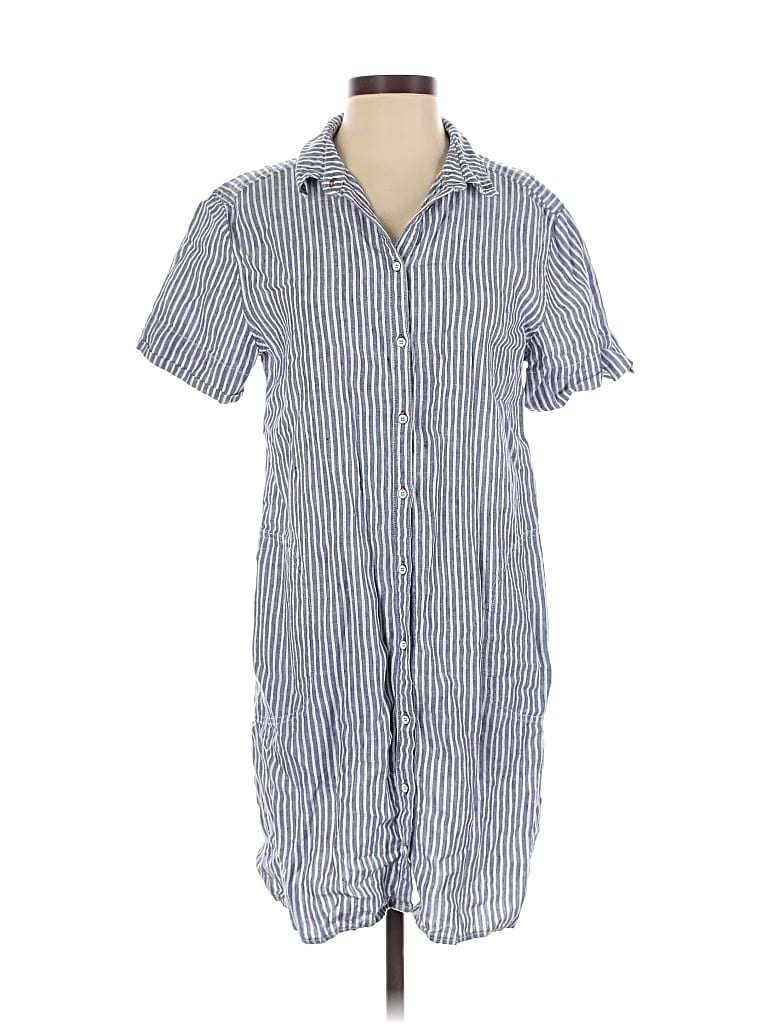 Pre-owned Tahari Short Sleeve Button Down Shirt In Blue