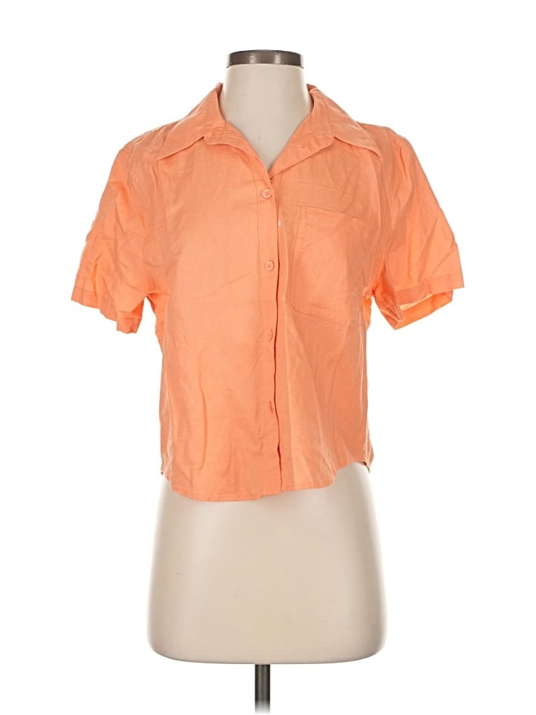 Pre-owned Sunday Best Short Sleeve Blouse In Orange