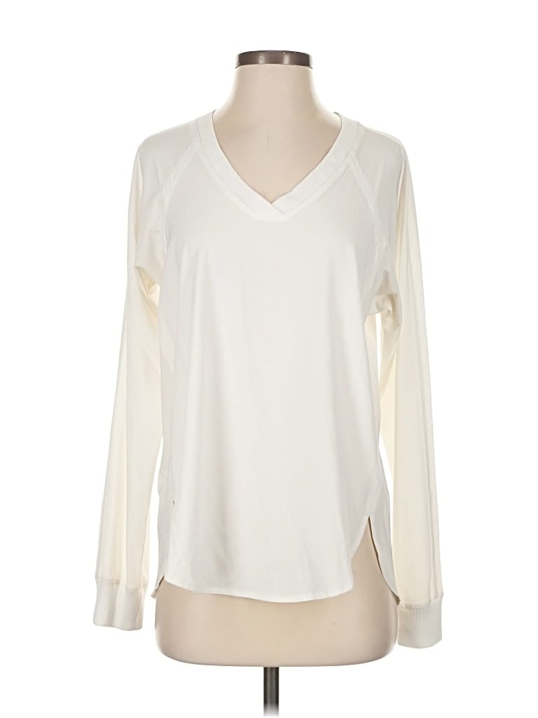 Pre-owned Athleta Long Sleeve Blouse In White