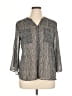 Covington 100% Polyester Gray 3/4 Sleeve Blouse Size XL - photo 1