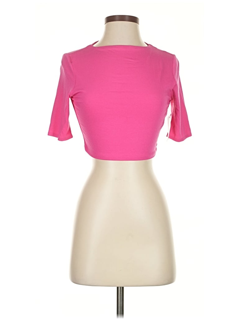 Naked Wardrobe Short Sleeve Turtleneck In Pink