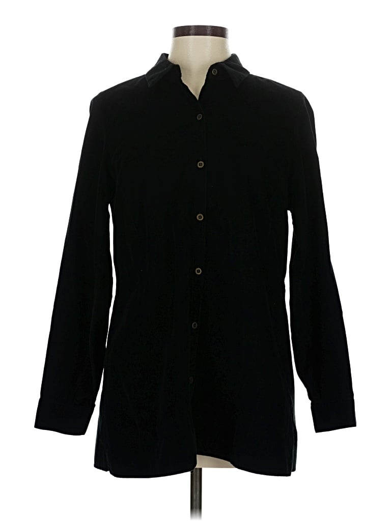 Pre-owned Jjill Long Sleeve Button Down Shirt In Black