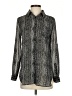 Moda International 100% Polyester Tweed Silver Long Sleeve Blouse Size XS - photo 1