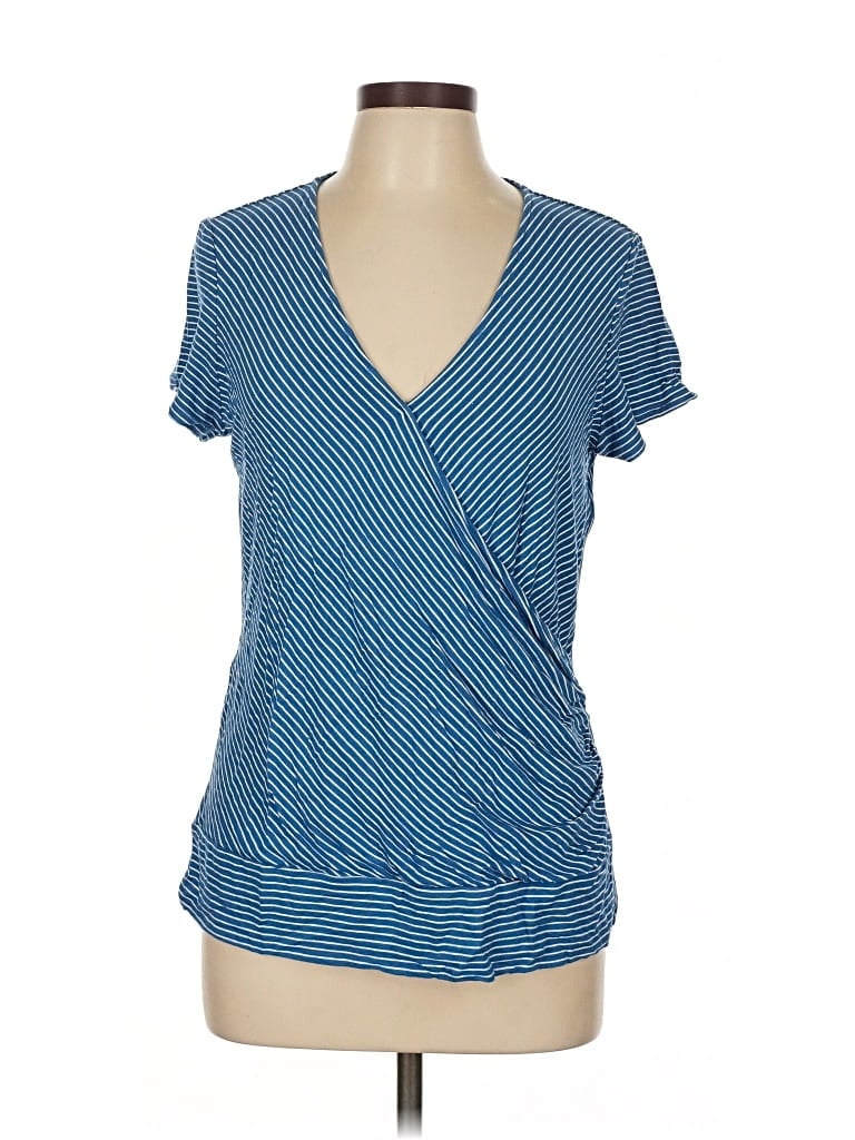 Pre-owned Westport Short Sleeve Top Blue V Neck Tops