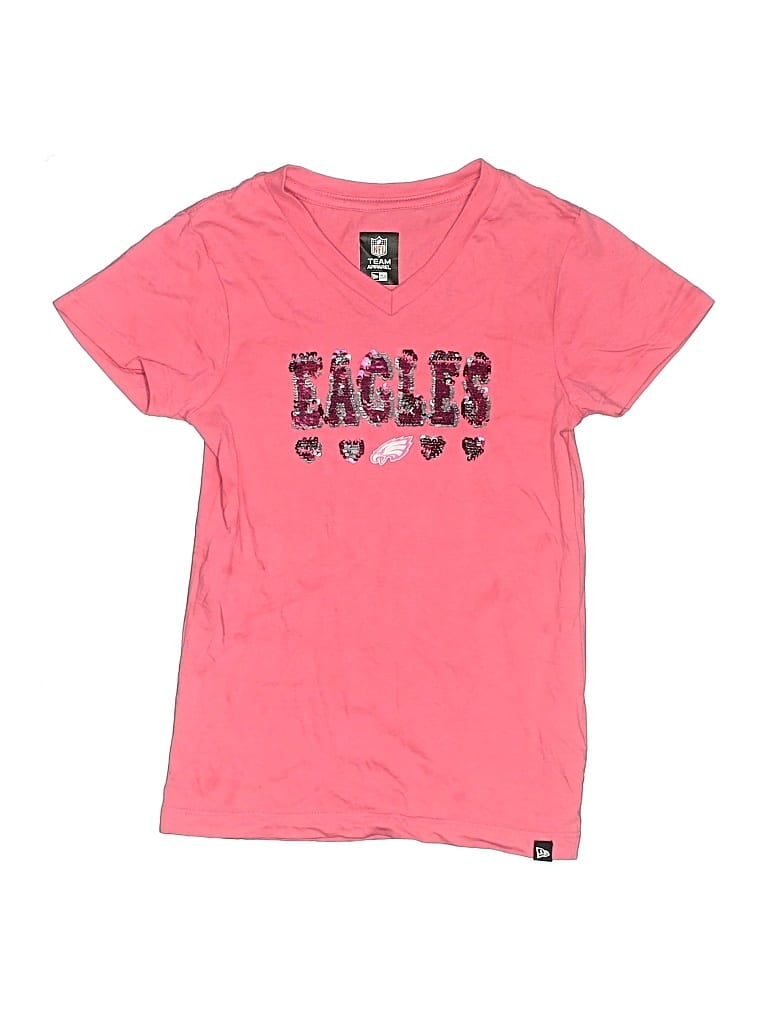 Pre-owned Nfl Kids' Short Sleeve Top Pink Crew Neck Tops