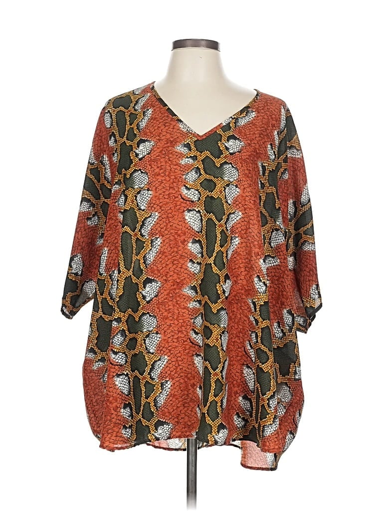 Pre-owned Adrienne Short Sleeve Blouse In Orange