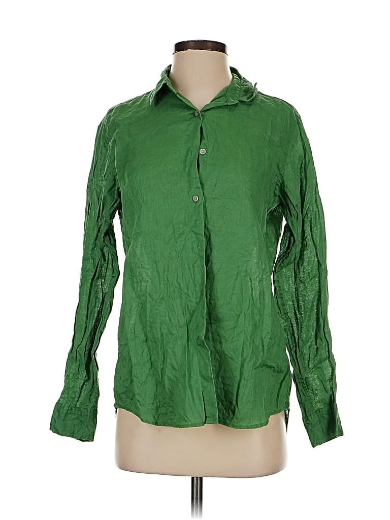 Pre-owned Uniqlo Long Sleeve Blouse In Green