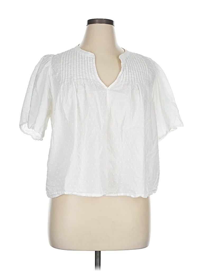 Pre-owned Old Navy Short Sleeve Blouse In White