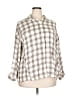 Max Studio 100% Rayon Checkered-gingham Ivory 3/4 Sleeve Button-Down Shirt Size XXL (estimated) - photo 1