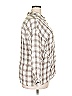 Max Studio 100% Rayon Checkered-gingham Ivory 3/4 Sleeve Button-Down Shirt Size XXL (estimated) - photo 4