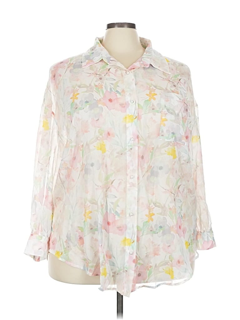 Pre-owned Shein Curve 3/4 Sleeve Blouse In White