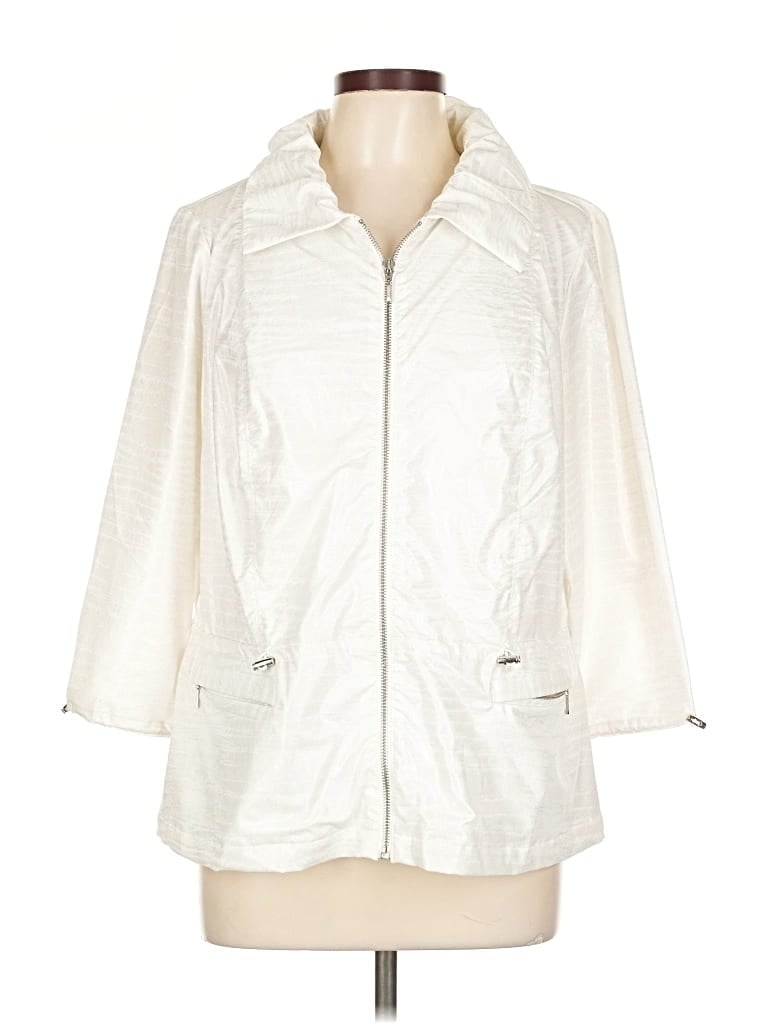 Pre-owned Zenergy By Chico's Raincoat In Silver