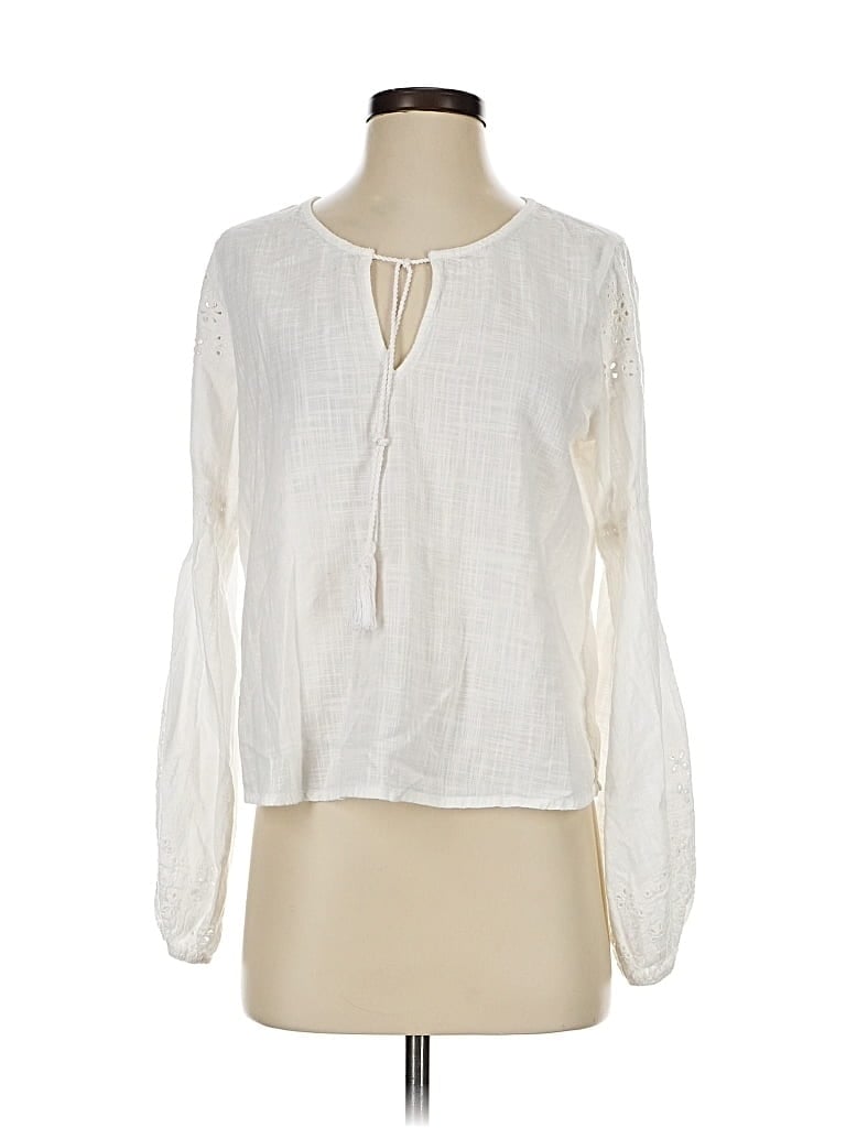 Pre-owned Abercrombie & Fitch Long Sleeve Blouse In White