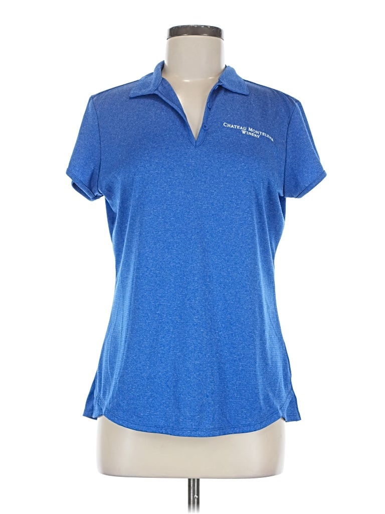 Pre-owned Port Authority Short Sleeve Polo Shirt In Blue