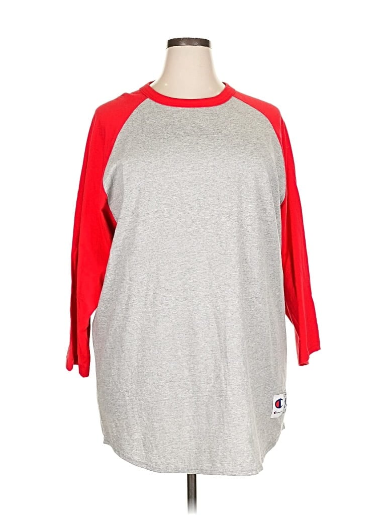 Pre-owned Champion 3/4 Sleeve T-shirt In Red