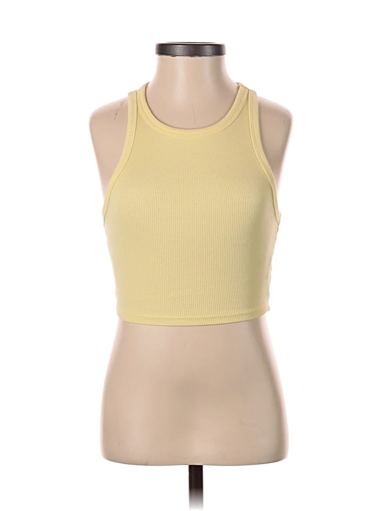 Pre-owned Zara Tank Top Yellow Halter Neckline Tops