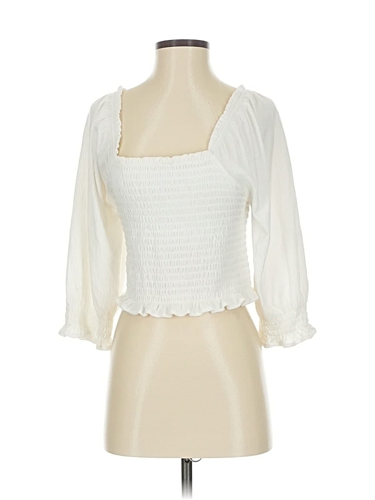 Pre-owned Free People 3/4 Sleeve Blouse In White
