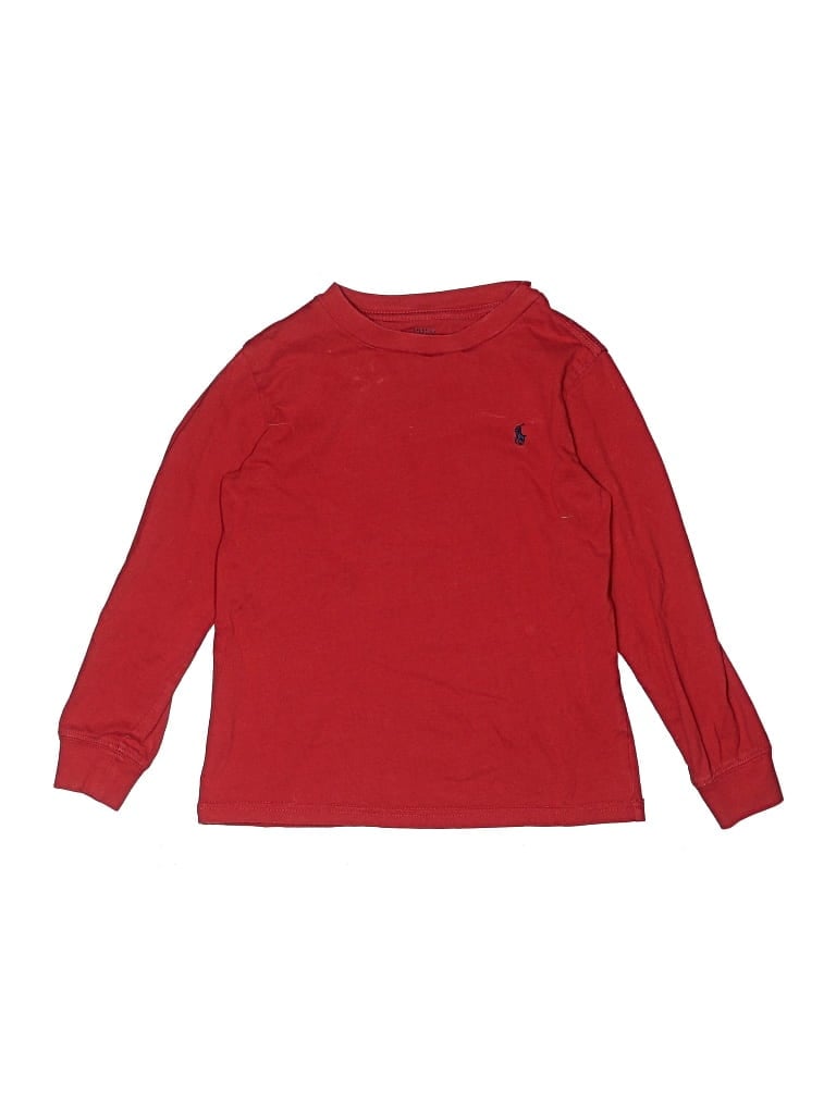 Pre-owned Polo By Ralph Lauren Kids' Long Sleeve Polo In Red