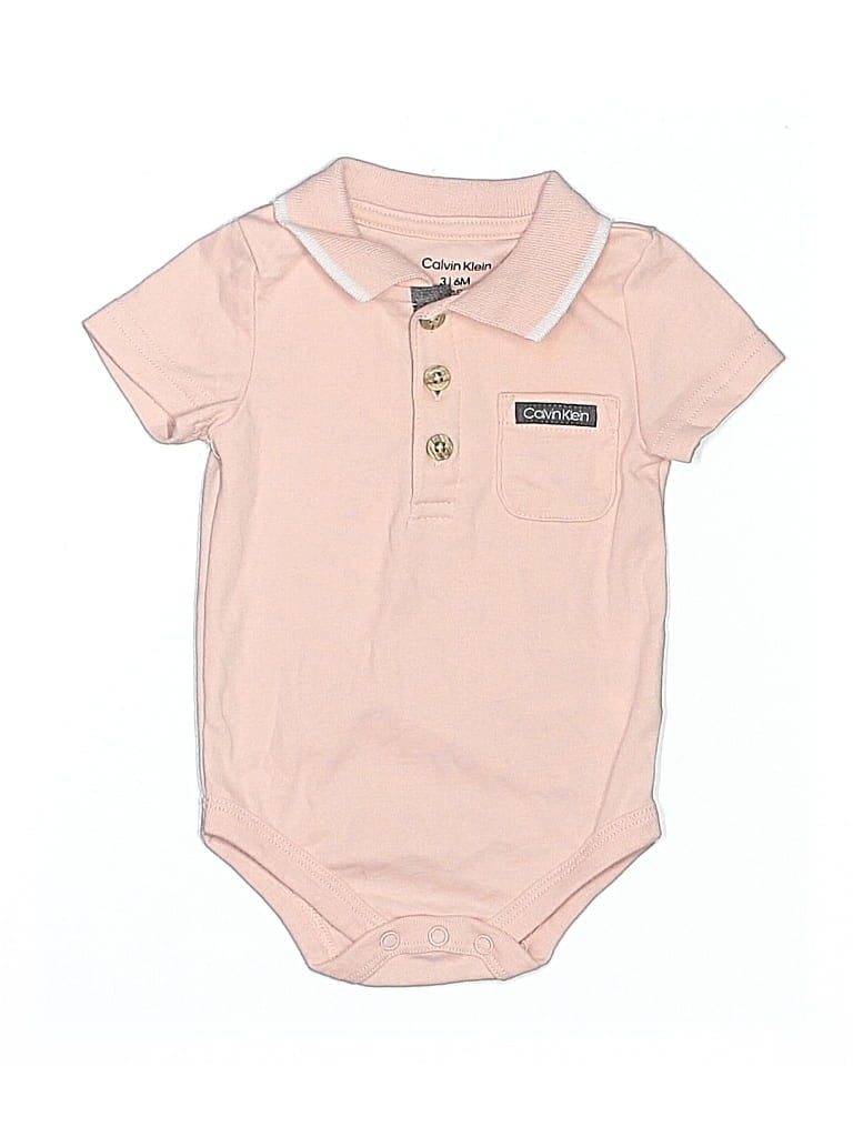 Pre-owned Calvin Klein Babies' Short Sleeve Onesie In Pink