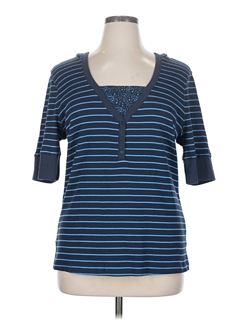 Pre-owned Venezia Short Sleeve Henley Shirt In Blue