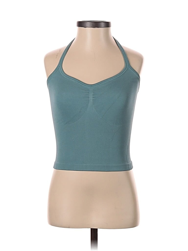 Pre-owned Out From Under Tank Top Teal Halter Neckline Tops In Blue