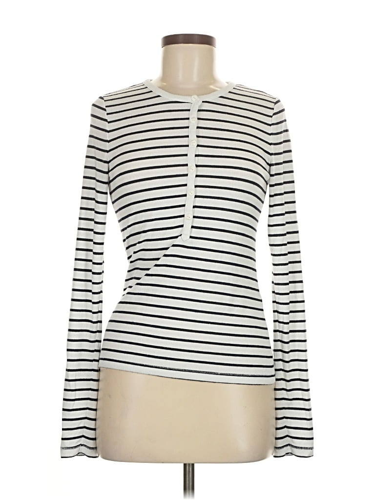 Pre-owned Rag & Bone Long Sleeve Top Ivory Keyhole Neckline Tops In White