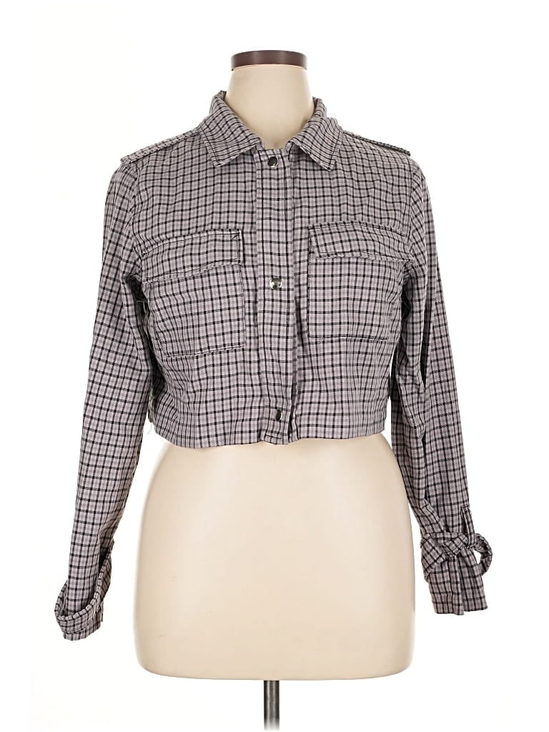 Pre-owned Wild Fable Long Sleeve Blouse In Gray