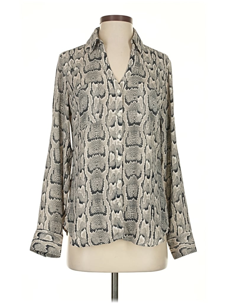 Pre-owned Express Long Sleeve Blouse In Silver