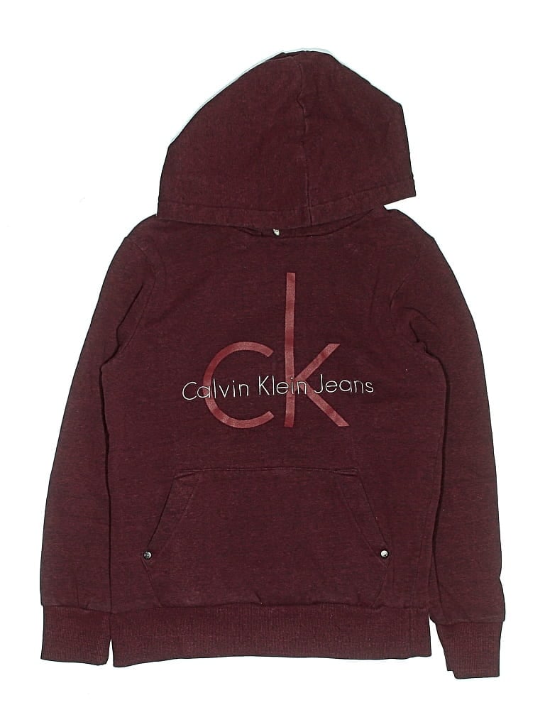 Pre-owned Calvin Klein Jeans Est.1978 Kids' Calvin Klein Jeans Pullover Hoodie In Burgundy