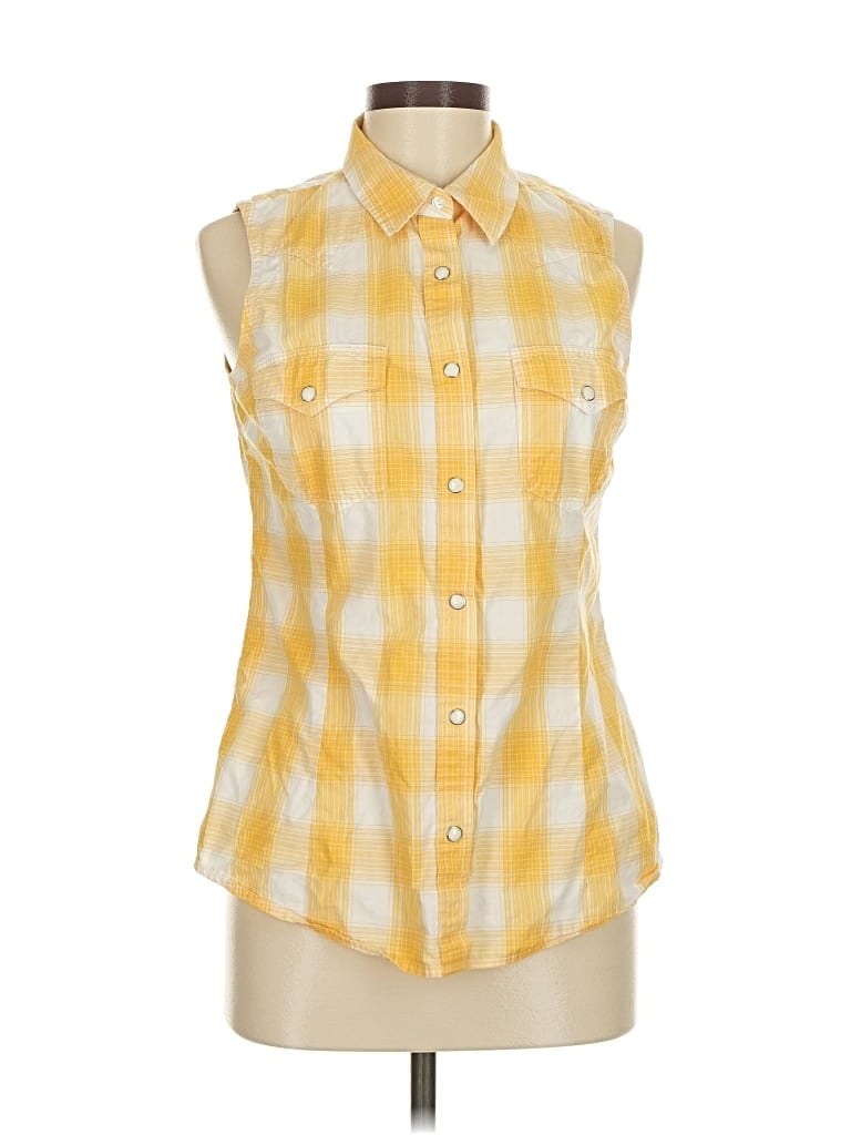 Pre-owned Wrangler Jeans Co Sleeveless Button Down Shirt In Yellow