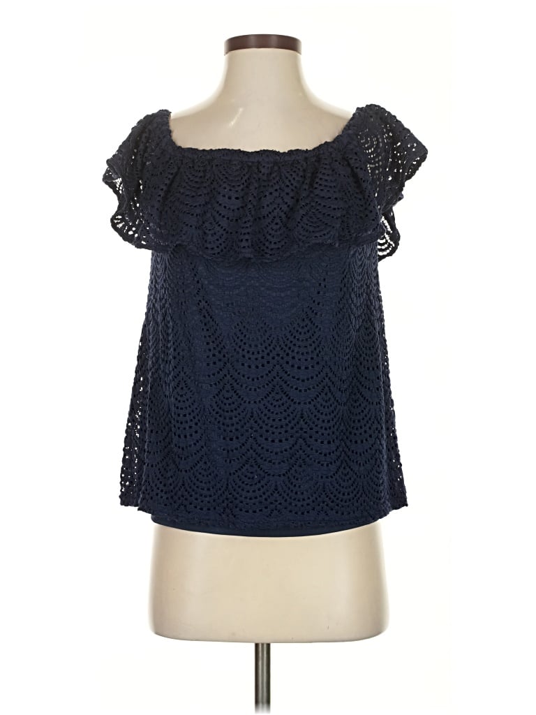 Pre-owned Lilly Pulitzer Short Sleeve Blouse In Blue