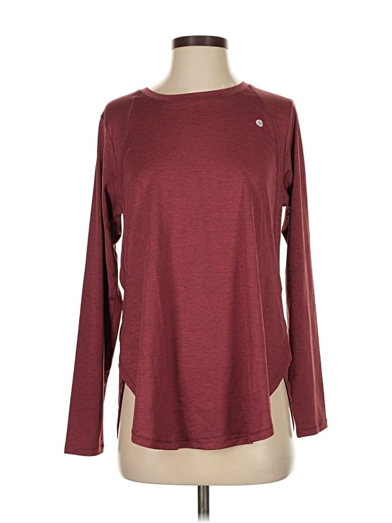 Pre-owned Eddie Bauer Long Sleeve T-shirt In Burgundy